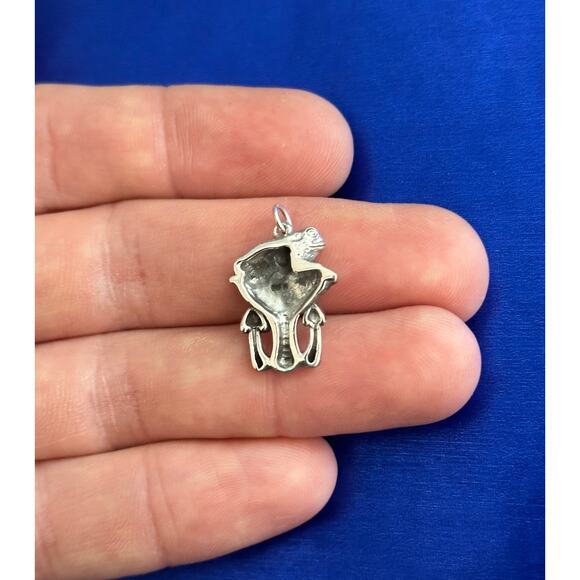 Sterling Silver Toad and Mushroom Charm, Silver Toad and Mushroom Charm - Picture 2 of 4